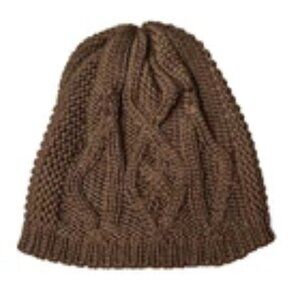 PrAna Chunky Knit Beanie Hat Brown Warm Winter Headwear Women Soft #211